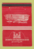 Matchbook Cover - Granite City Engineer Depot IL WEAR postcard 40 Strike
