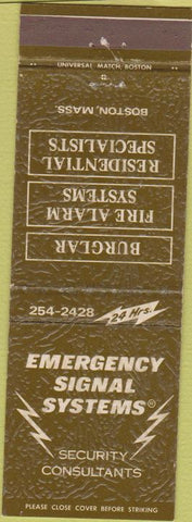 Matchbook Cover - Emergency Signal Systems Boston MA alarms