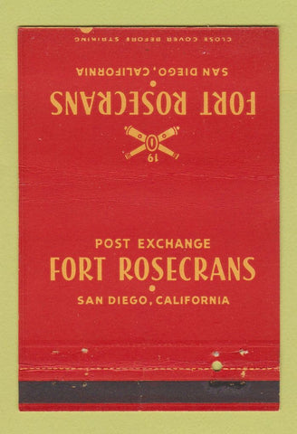 Matchbook Cover - Post Exchange Fort Rosecrans San Diego CA postcard 40 Strike