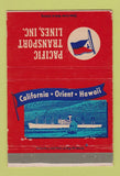 Matchbook Cover - Pacific Transport Lines Shipping 40 Strike