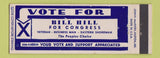 Matchbook Cover - Bill Hill for Congress Election