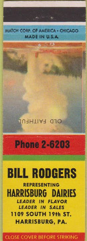 Matchbook Cover - Harrisburg Daries PA Bill Rodgers