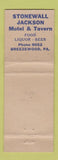 Matchbook Cover - Stonewall Jackson Motel Tavern Breezewood PA WEAR