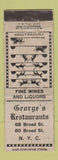 Matchbook Cover - George's Restaurants New York City WORN