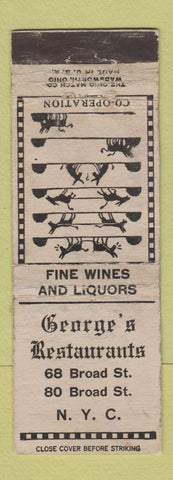 Matchbook Cover - George's Restaurants New York City WORN