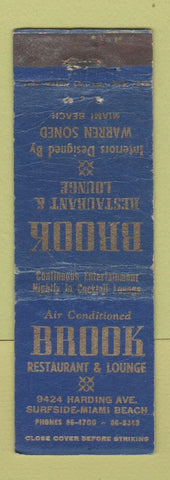 Matchbook Cover - Brook Restaurant Mimi Beach FL WORN