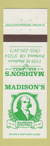 Matchbook Cover - Madison's Bar Grill Portland OR