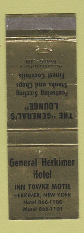 Matchbook Cover - General Herkimer Hotel Inn Towne Motel Herkimer NY