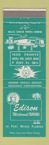 Matchbook Cover - Thomas Edison National Bank Fort Myers FL