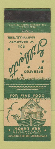 Matchbook Cover - Gilbert's Noah's Ark Restaurant Maryville TN