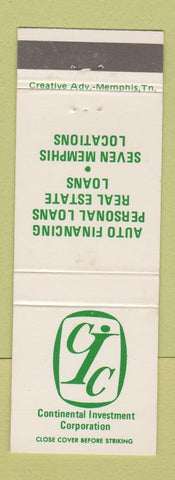 Matchbook Cover - Continental Investment Corp Memphis TN WEAR