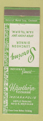 Matchbook Cover - Hawthorne Restaurant Indianapolis IN