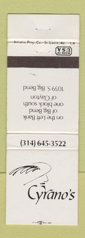 Matchbook Cover - Cyrano's Restaurant St Louis MO WEAR