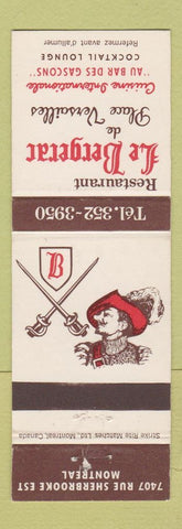 Matchbook Cover - Restaurant Le Bergerac Montreal QC