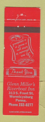 Matchbook Cover - Glen Miller's Riverboat Inn Wormleysburg PA
