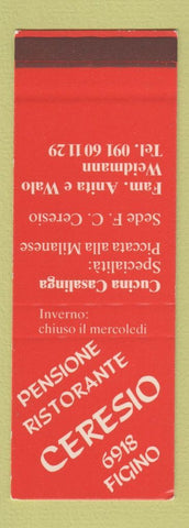 Matchbook Cover - Pensione Ristorante Ceresio Weidmann Sala Banchetti SAMPLE