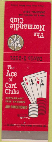 Matchbook Cover - Normandie Club Gardena CA poker casino