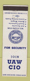 Matchbook Cover - UAW CIP Union Auto Aircraft Workers Indianapolis IN