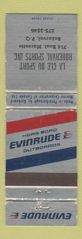 Matchbook Cover - Evinrude Boato Mtoros La Cle Du Sport Roberval QC WORN