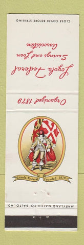 Matchbook Cover - Loyola Federal Savings and Loan Frederick MD