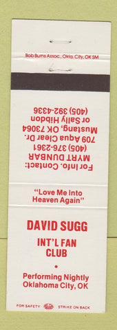Matchbook Cover - David Sugg International Fan Club Oklahoma City OK