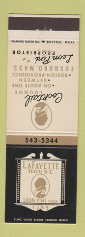 Matchbook Cover - Lafayette House Foxboro MA