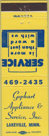Matchbook Cover - Gephart Appliance Service Lakeville MN