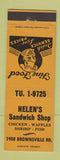 Matchbook Cover - Helen's Sandwich Shop Pittsburgh? PA