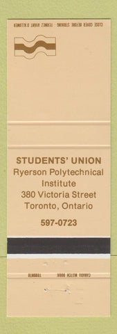 Matchbook Cover - Students' Union Ryerson Polytechnical Institute Toronto ON