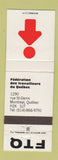 Matchbook Cover - FTQ Union Montreal QC