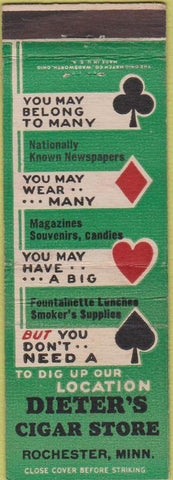 Matchbook Cover - Dieter's Cigar Store Rochester MN