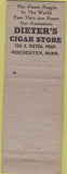 Matchbook Cover - Dieter's Cigar Store Rochester MN