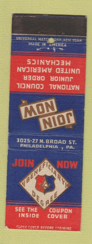 Matchbook Cover - United American Mechanics Union Philadelphia PA