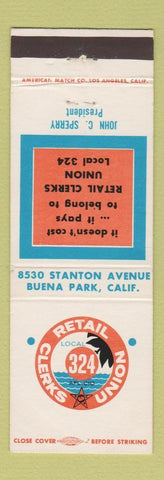 Matchbook Cover - Retail Clerks Union Buena Park CA