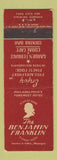 Matchbook Cover - Benjamin Franklin Hotel Philadelphia PA