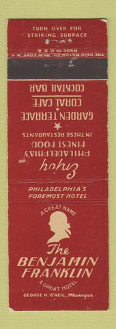 Matchbook Cover - Benjamin Franklin Hotel Philadelphia PA