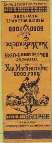 Matchbook Cover - Nan MacKenzie Food New York City