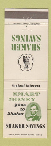 Matchbook Cover - Shaker Savings Bank Cleveland OH Abraham Lincoln