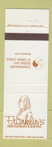 Matchbook Cover - Franklin's Restaurant Bistro Holiday Inns Brampton ON Benjamin
