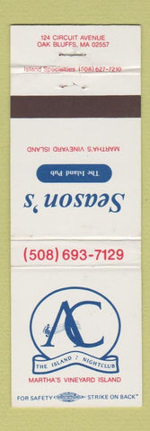 Matchbook Cover - Season's Island Pub Martha's Vineyard Island Oak Bluffs MA