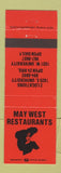 Matchbook Cover - May West Restaurants Tempe? AZ