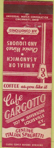 Matchbook Cover - Cafe Gargotta Louisville KY