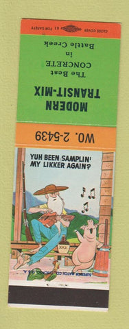 Matchbook Cover - Modern Transit Mix Concrete Battle Creek MI hillbilly