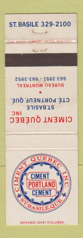 Matchbook Cover - Ciment Quebec QC Portneuf QC WEAR