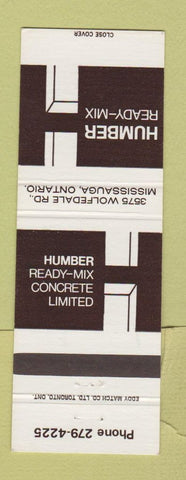 Matchbook Cover - Huber Ready Mix Concrete Mississauga ON