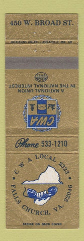 Matchbook Cover - CWA Local Union Falls Church VA WEAR