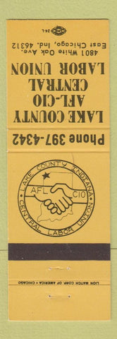 Matchbook Cover - Lake County AFL CIO Central Labor Union East Chicago IN