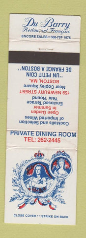 Matchbook Cover - Du Barry Restaurant French Boston MA