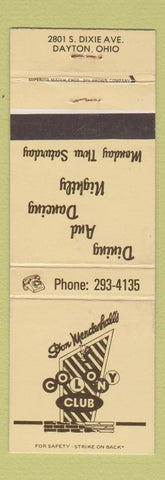Matchbook Cover - Don Mendenhall's Colony Club Dayton OH