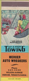 Matchbook Cover - Mercer Auto Wreckers towing Mercer PA